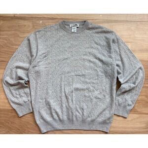I Levrieri‎ Cashmere Silk Sweater Mens Large Gray Cable Knit Old Money Crewneck